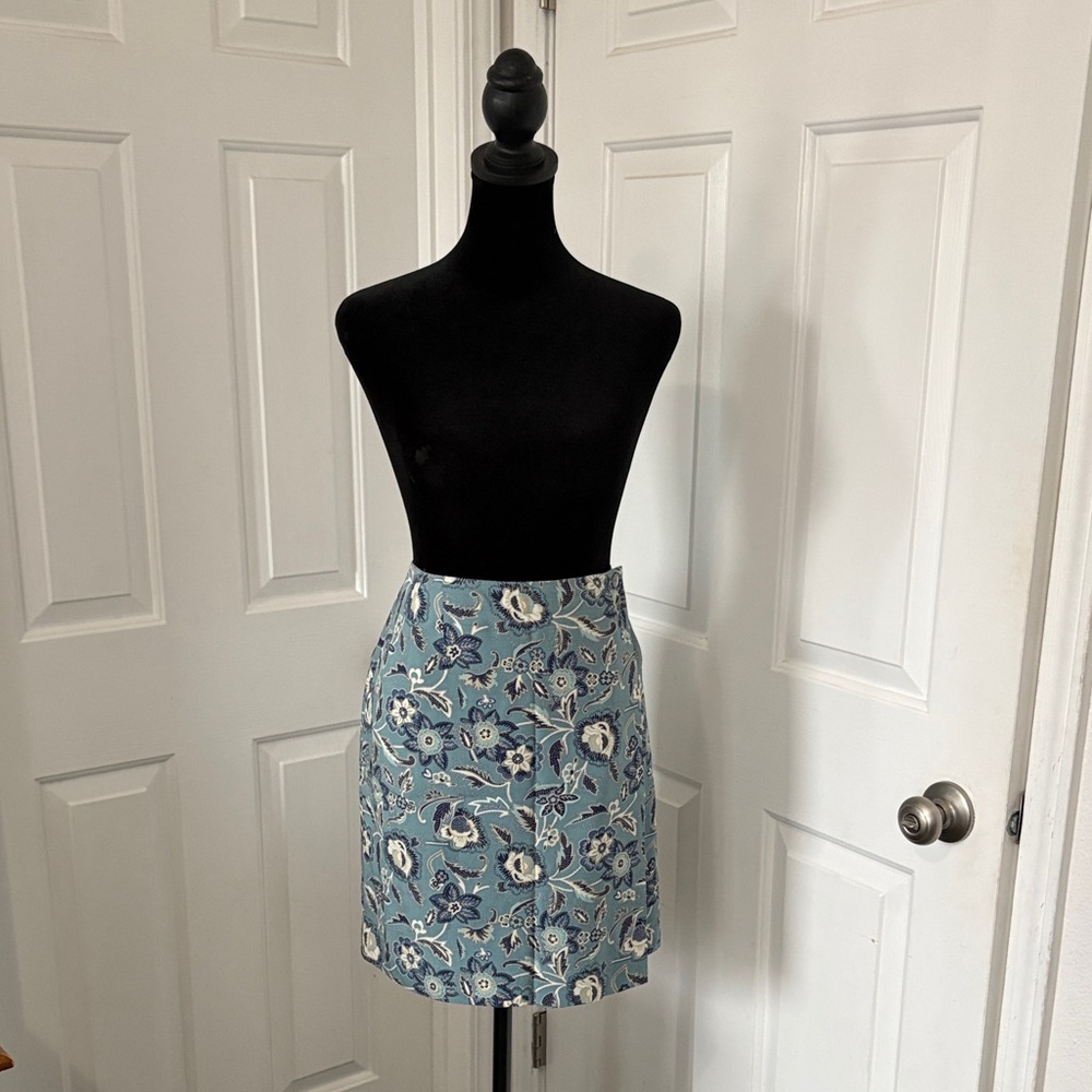 Charter Club Floral Blue Wrap Mini Skirt.